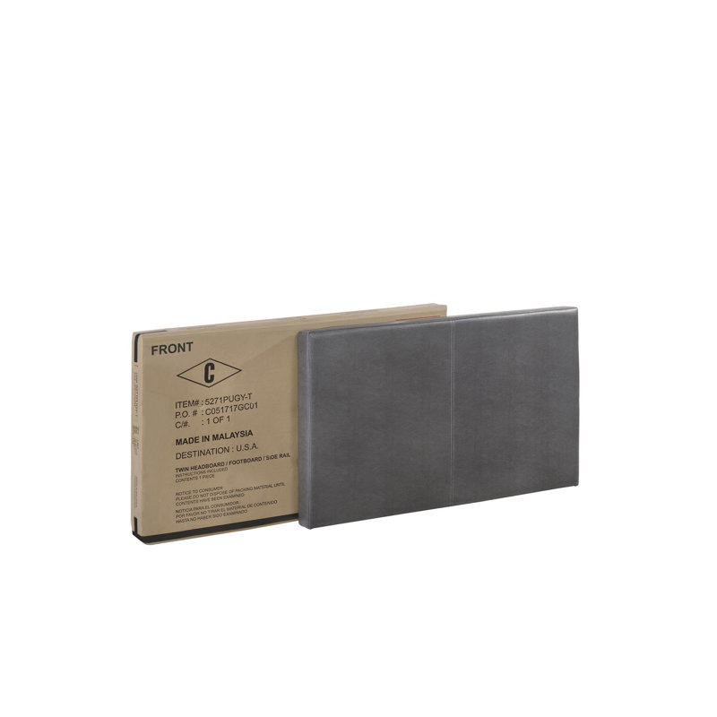 Lit tapissier standard à profil bas Hazelynn, Grand, Gris