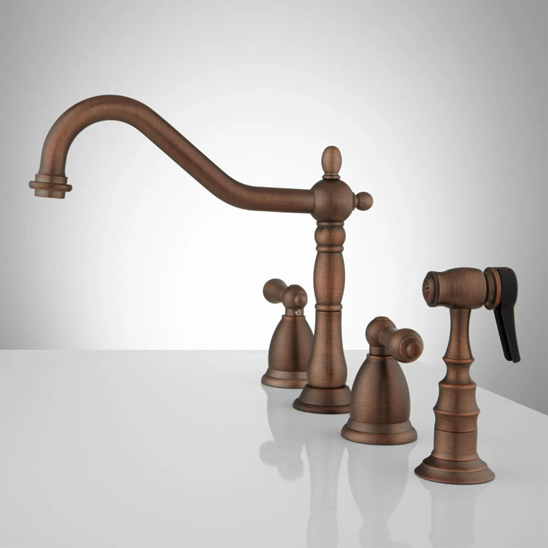 Robinet de cuisine avec douchette latérale Helena, Bronze huilé