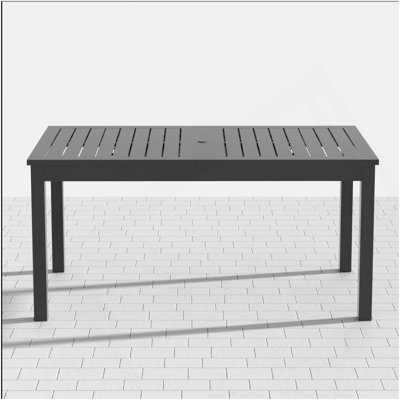 Table de salle à manger d'extérieur en aluminium 63 "à 92", table de patio grise toutes saisons