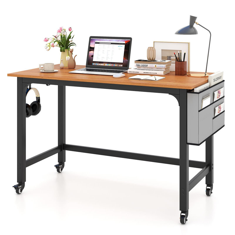 Alyxandra Metal Base Computer Desk, Brown
