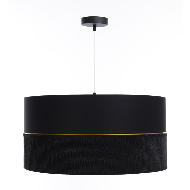 Roncy 1 - Light Drum Pendant, Black/Gold, 102cm H x 40cm W x 40cm D