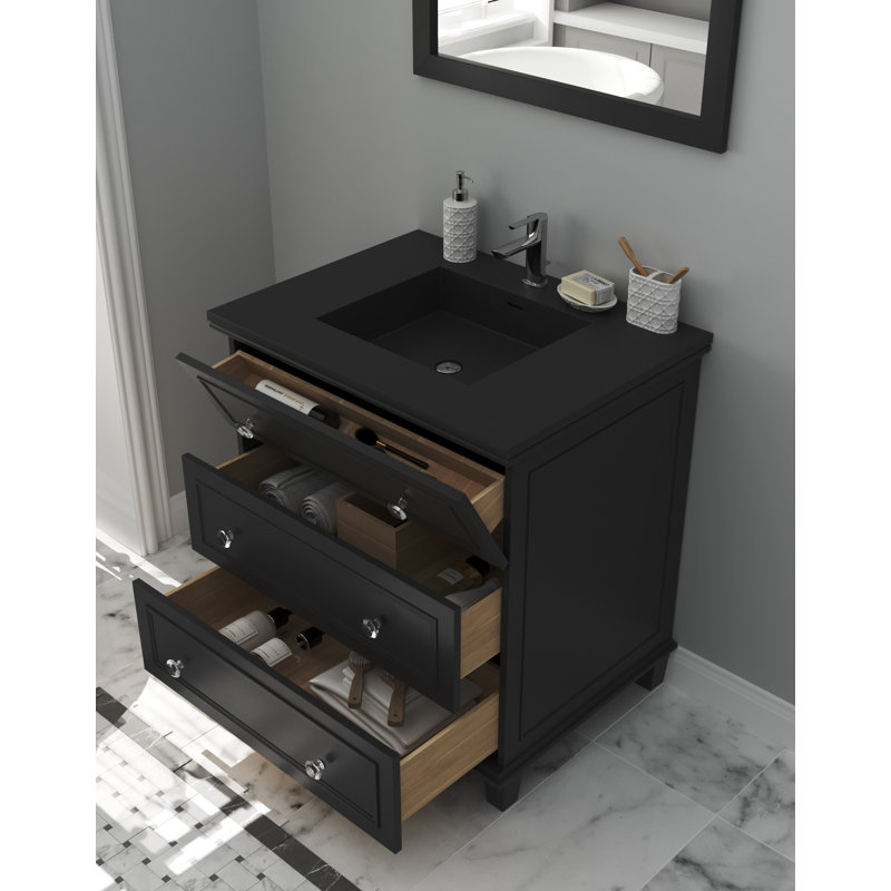 Ensemble de meuble-lavabo simple 30 po Medina, Espresso, Bandes blanches