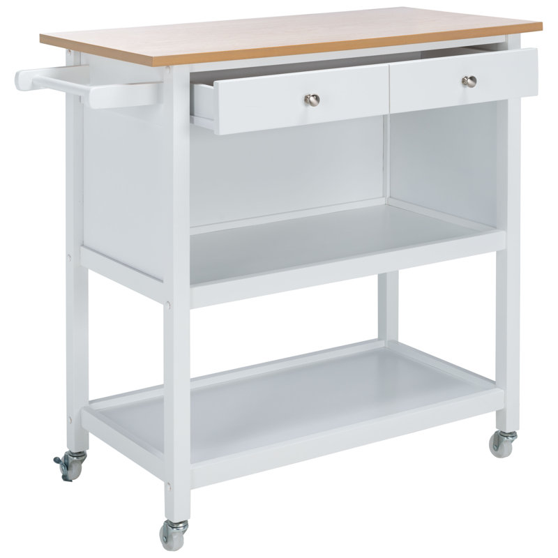 Carle Wood Kitchen Island, White