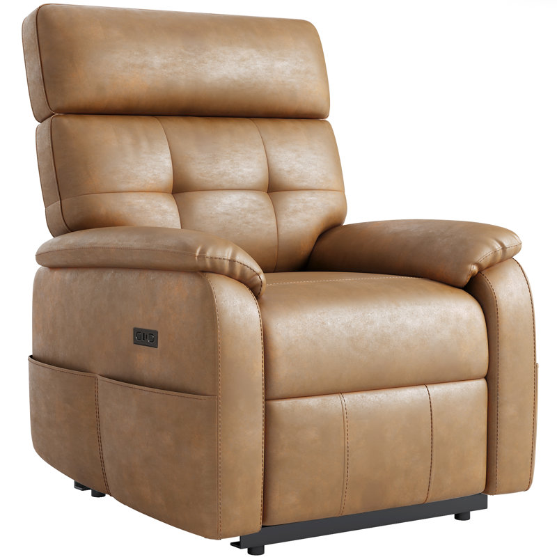 Fauteuil inclinable électrique en cuir Zero Gravity avec chargeur USB et poches de rangement, Orange