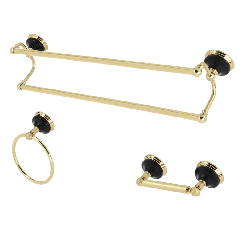 Kingston Brass Water Onyx 3-Piece Bathroom Hardware Set, Polished Brass