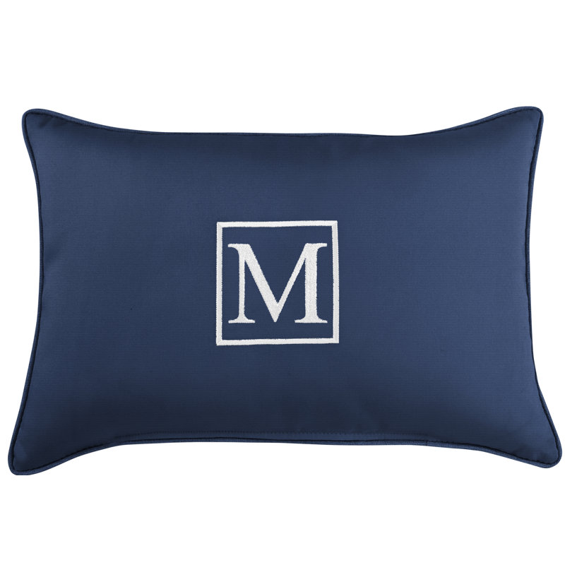 Kerrell Embroidered Sunbrella® Outdoor Throw Pillow, Canvas Navy Sunbrella® Canvas, M