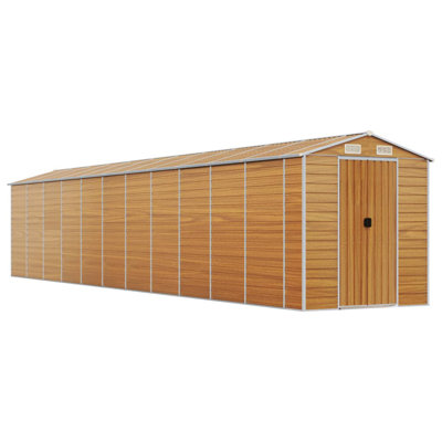 Vidaxl Garden Shed Brown Galvanized Steel Large Durable Garden Shed