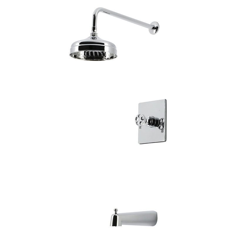 Robinet de baignoire et de douche à poignée simple à pression équilibrée Kingston Brass Wendell, Chrome poli