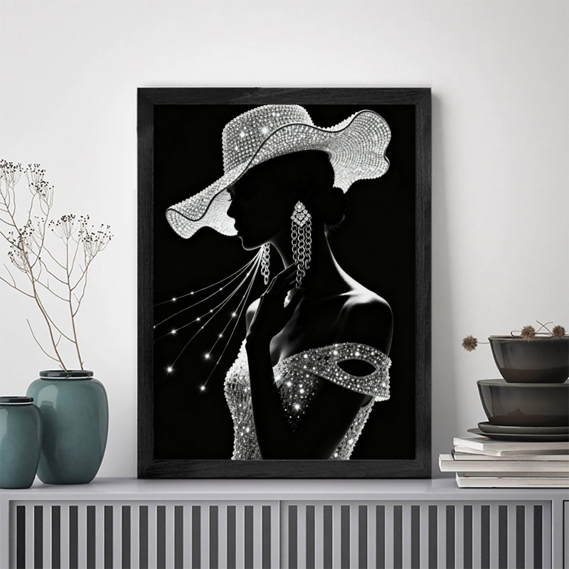 Reproduction d'art encadré noir, déesse de diamant rétro, H 11 po x l 9 po