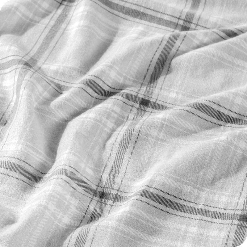 Flannel Machine Woven Plaid Sheet Set, Queen Sheet Set with 2 Pillowcases