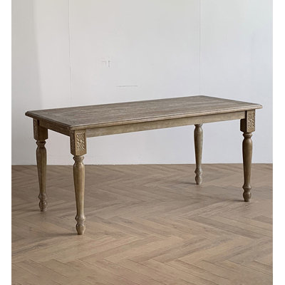 American Country-style Antique Distressed Carved Dining Table