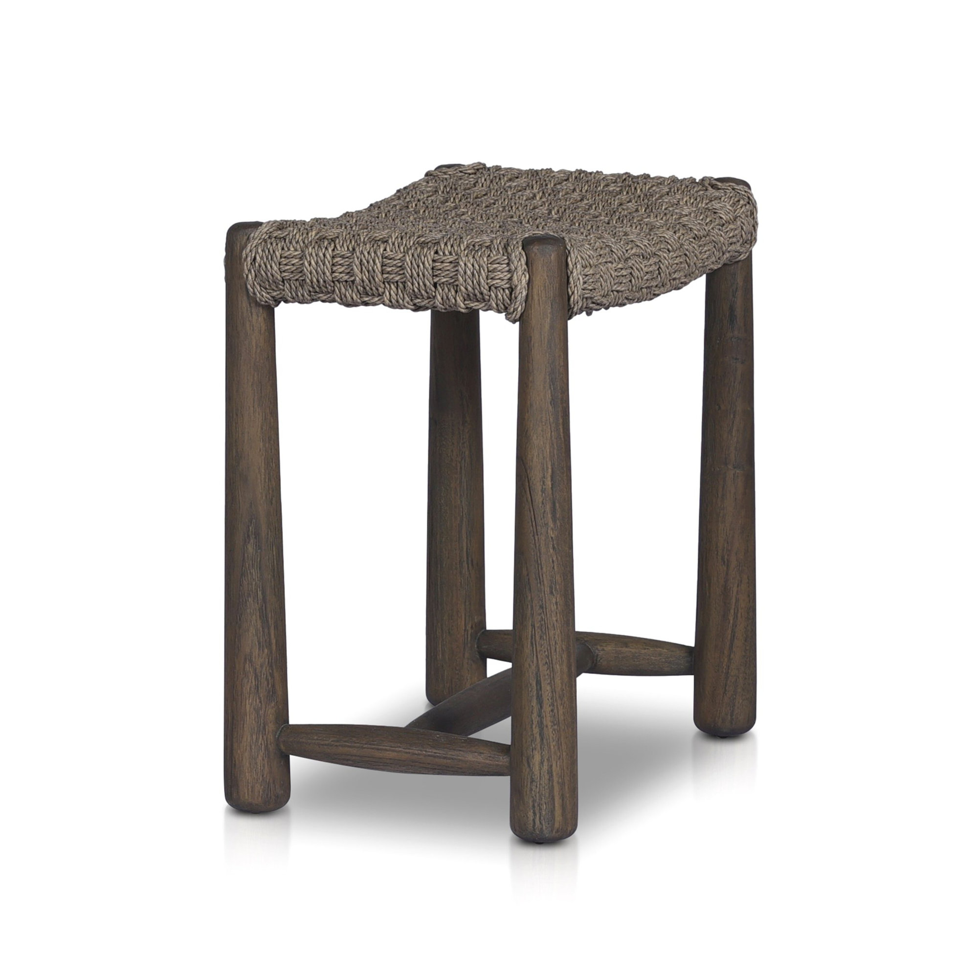 Savio Outdoor Stool, Dark Textured Woven