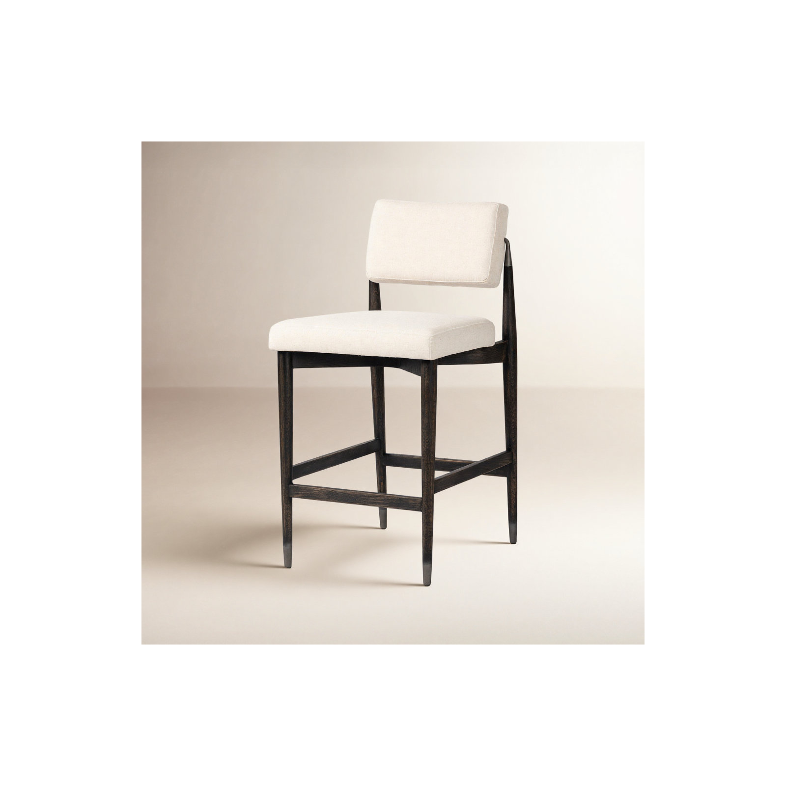 Mozza Upholstered Stool, Counter Stool (27" Seat Height), Beige Polyester Blend