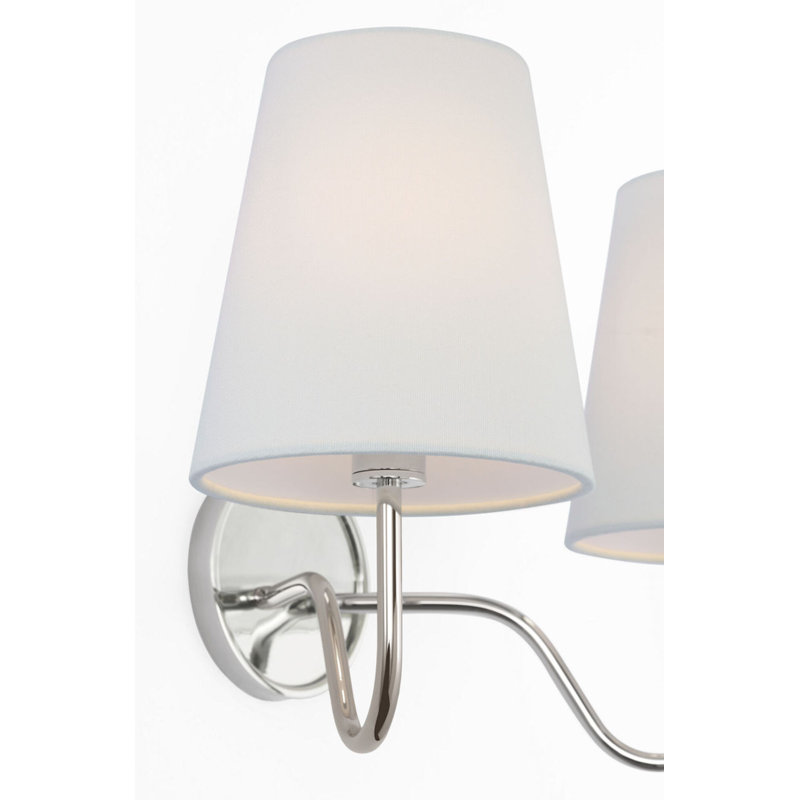 Lyndsie 11" Double Sconce with Linen Shades, Polished Nickel