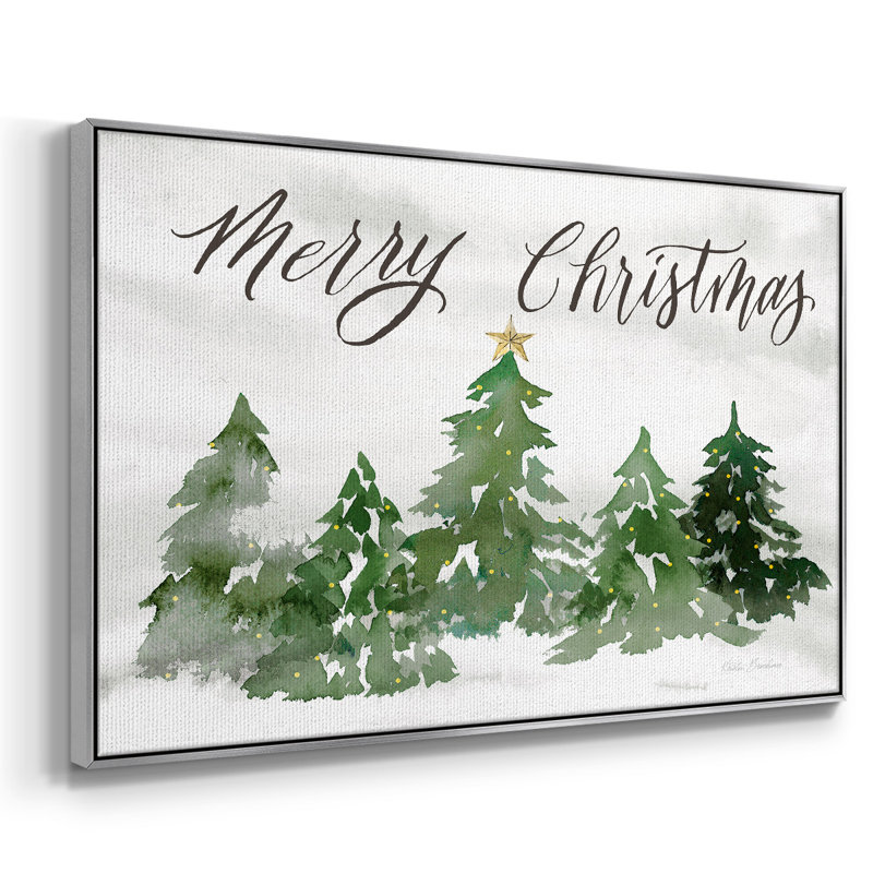 Merry Christmas - Toile tendue avec châssis, Argent, H 25 po x l 37 po x P 2 po