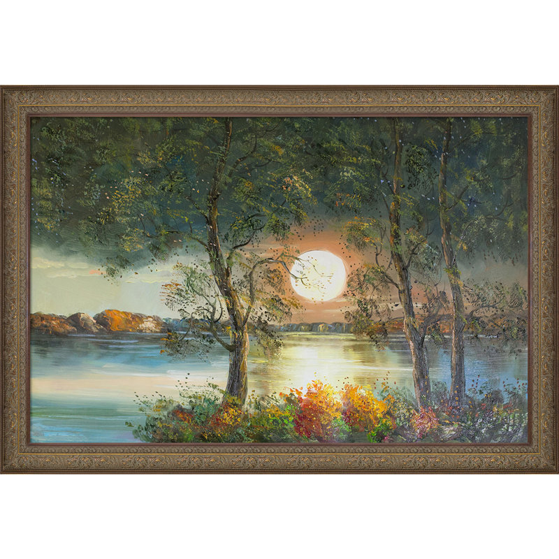 Reproduction de lune, peinture sur toile encadrée, H 29 po x l 41 po x P 2 po, Modène rétro