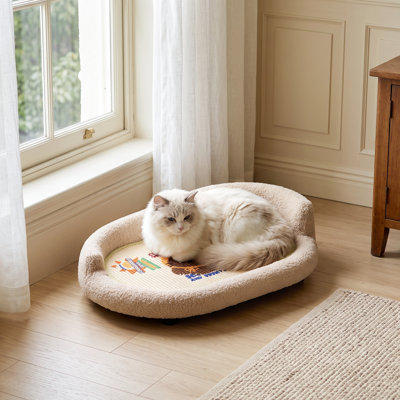 2-in-1 Oval Sisal Cat Scratching Lounge Bed