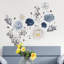 Décoration murale vigne papillon avec fleurs surdimensionnées