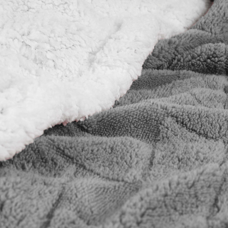 Literie moelleuse réversible de qualité supérieure Sherpa, Jeté, Platine