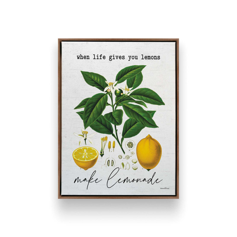 Make Lemonade by lettered & lined Art Print, 30 W x 40 H, Framed Canvas, Brown
