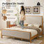 Solid Pine Bed with Upholstered Headboard and Footboard-1477955013-1477955015