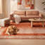 Tapis Sardis moderne à motifs mosaïques abstraites, orange, rouge et crème, lavable à la machine, antidérapant, à poils courts, pour l'intérieur et l'extérieur, adapté aux animaux domestiques, idéal pour le salon, la chambre, la salle à manger, l'entrée, le couloir ou le bureau.-1464869826