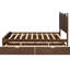 Grand lit plateforme avec rangement spacieux et lit gigogne simple en noyer