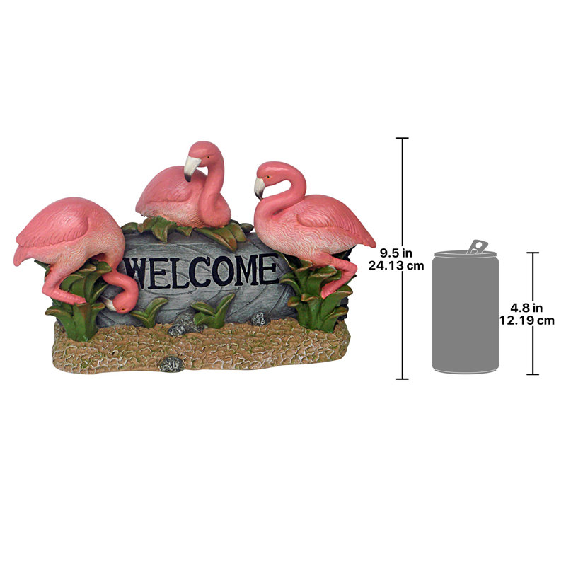 Flamingo Fun Welcome Sign Statue