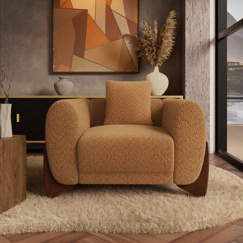 Fauteuil d'appoint rembourré Boucle, Orange