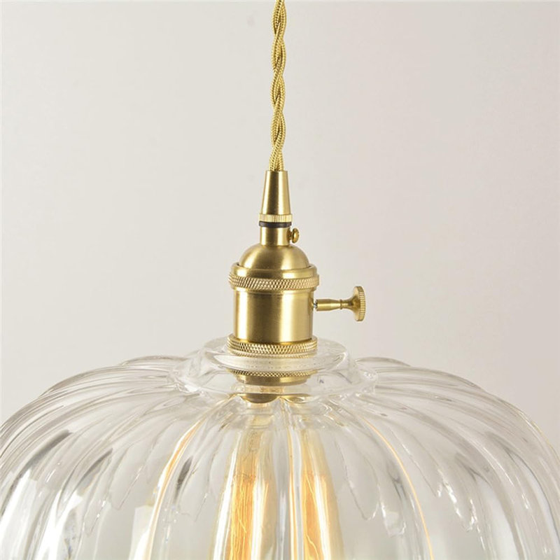 1-Light Clear Glass Adjustable Pendant Light