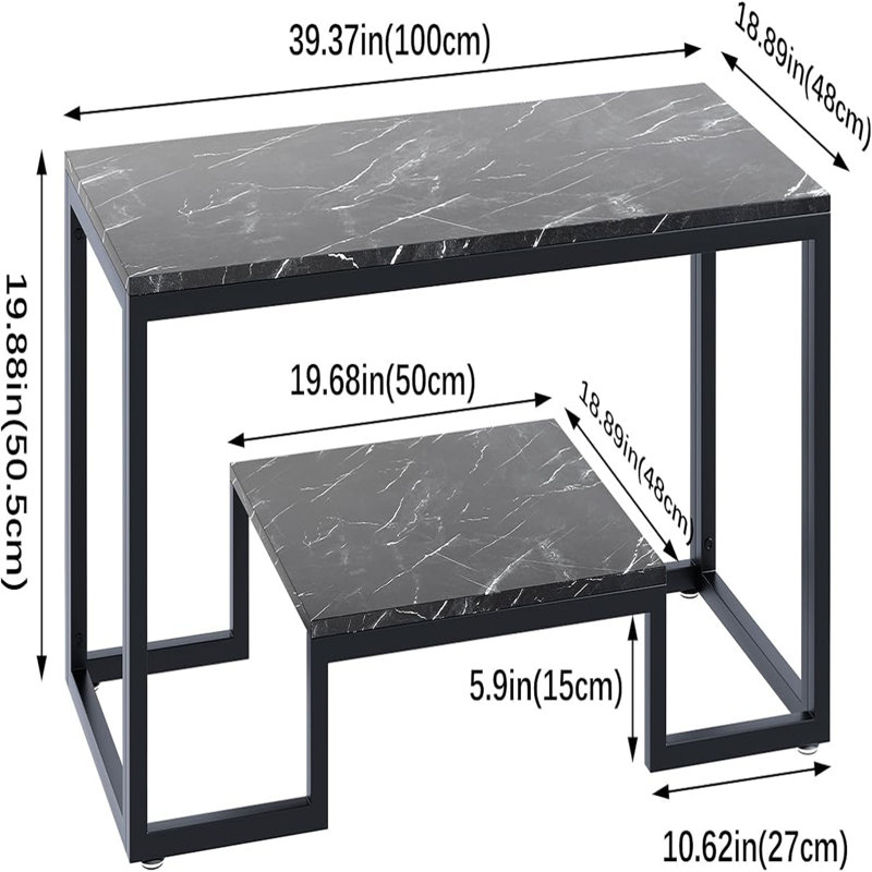 Daira Coffee Table with Storage, Black, Black