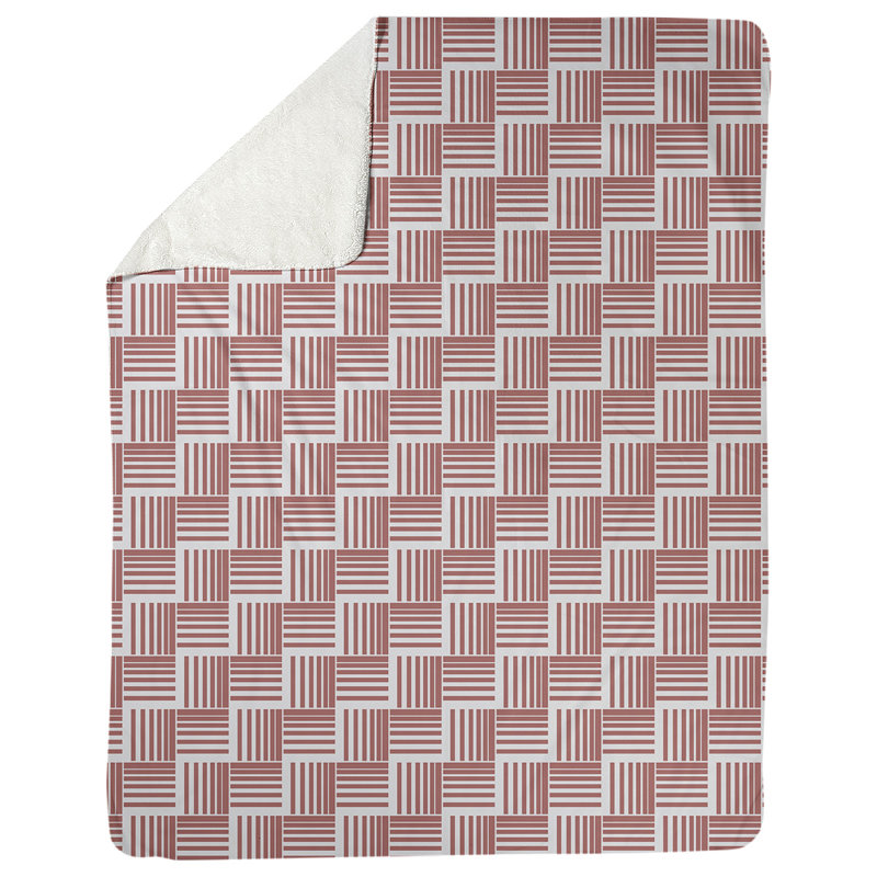 Couverture polaire à rayures classic basketweave, l 30 po x L 40 po, Rouge / Blanc