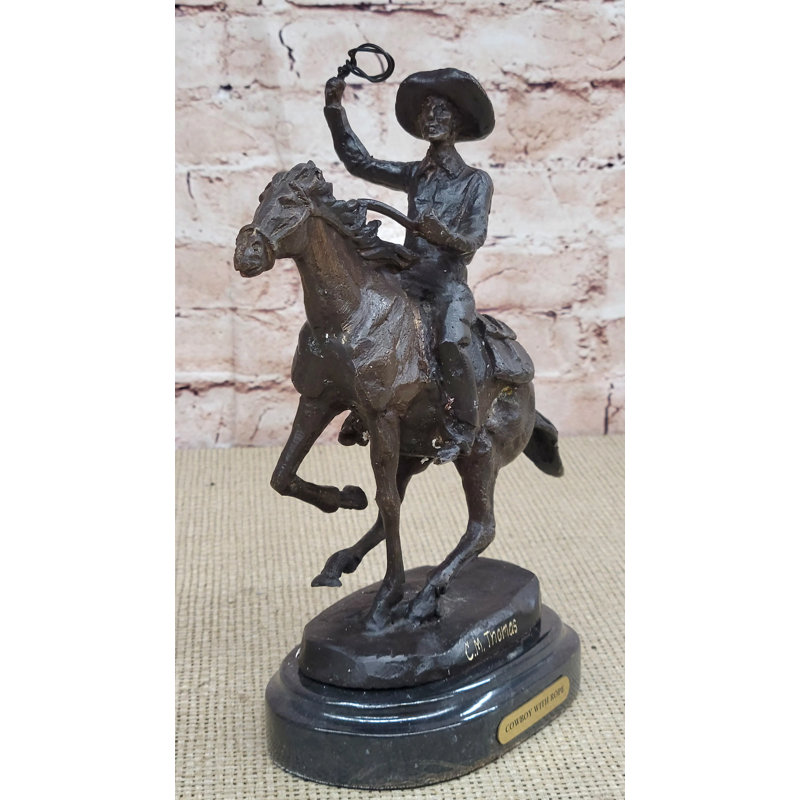Tomasi Bronze Metal Statue Sculpture Figure On Marble Base - Ranger Western Cowboy