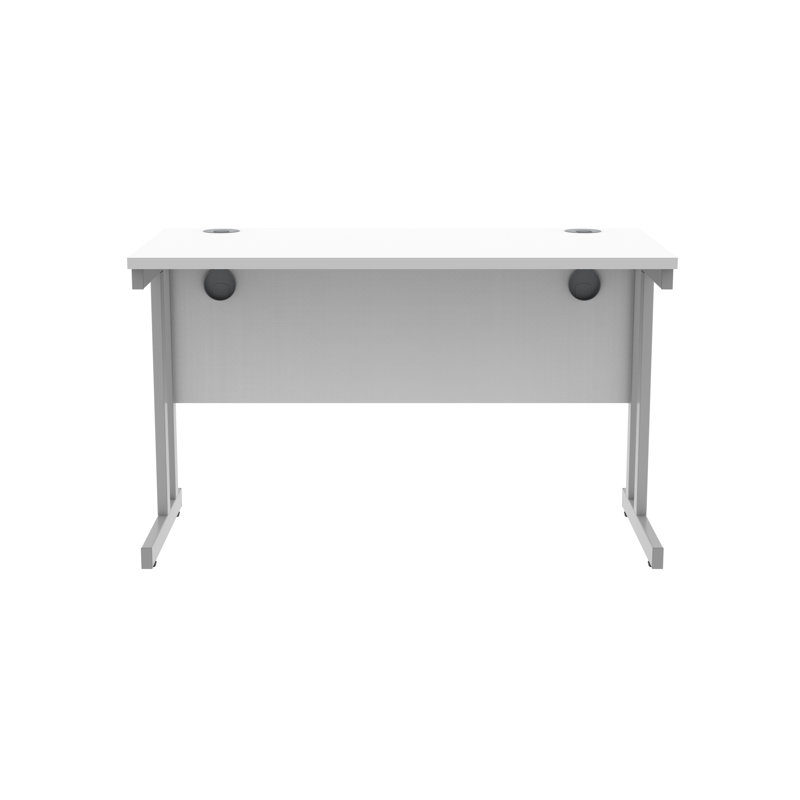 Kelson Steel Writing Desk, 73cm H x 120cm W x 60cm D, Silver, White