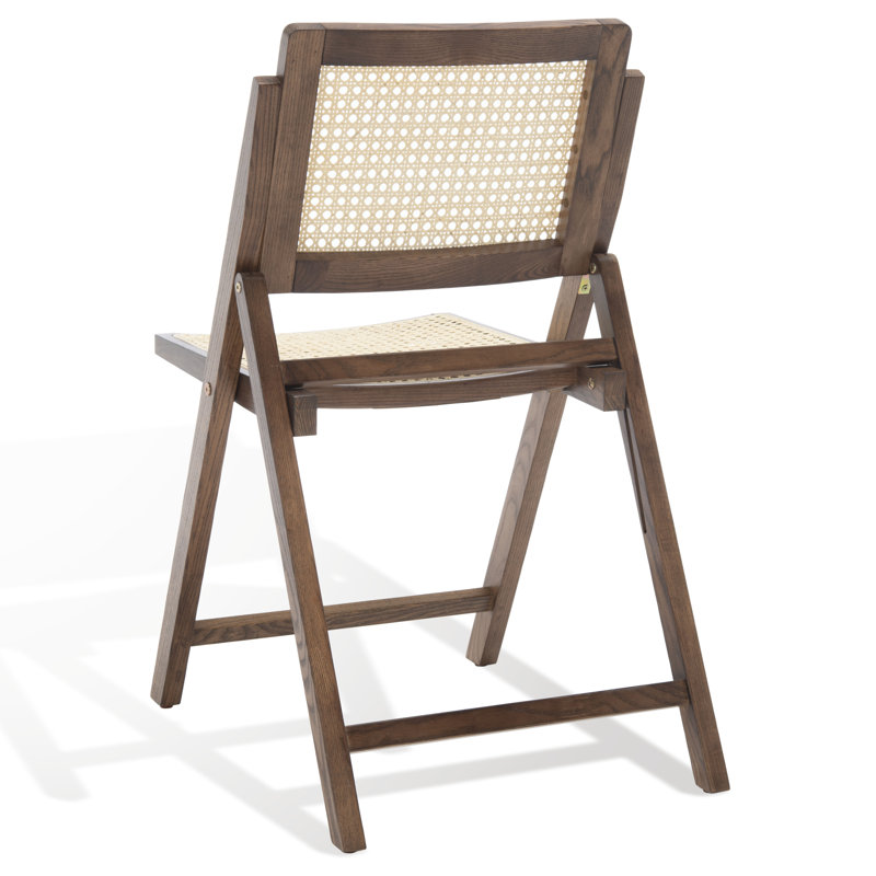 Safavieh Couture Desiree Rattan Patio Folding Chair Set of 2, Walnut/Natural
