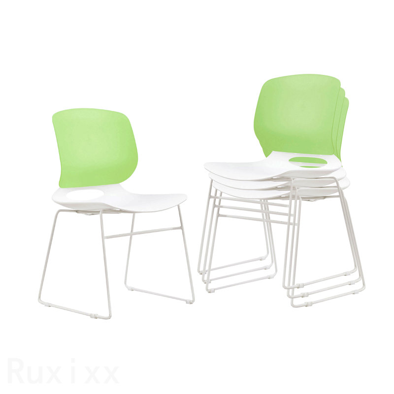 4-Piece Set Modern Stackable Chair, White And Green Color Combination, Polypropylene Seats And Fiberglass Reinforced Backs, Dimensions 18.9 X 19.7 X 34.45 Inches