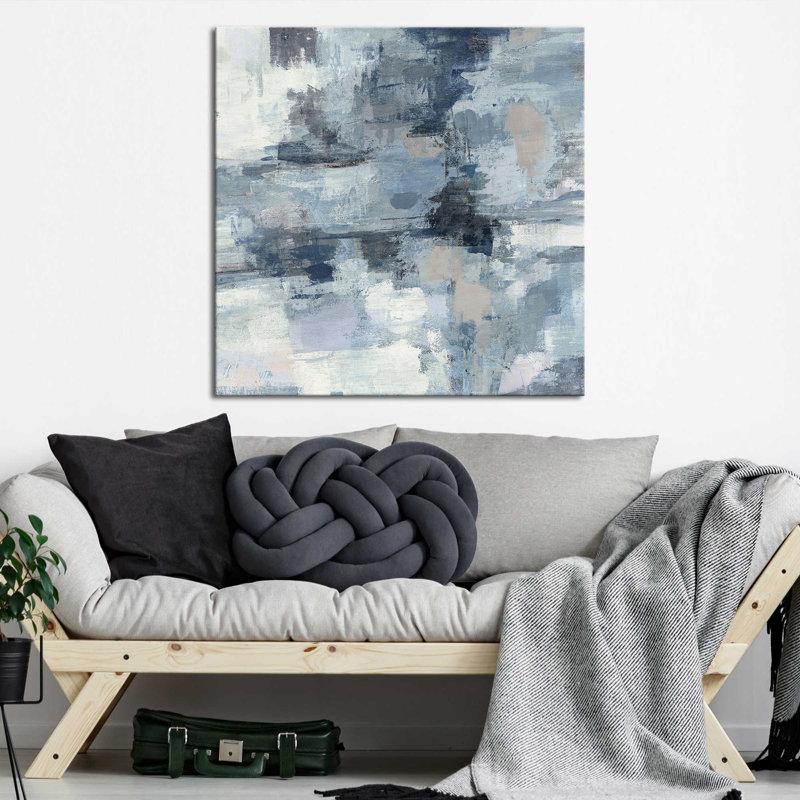 "In the Clouds Indigo and Gray" by Silvia Vassileva Print on Canvas, 18" H x 18" W x 1" D