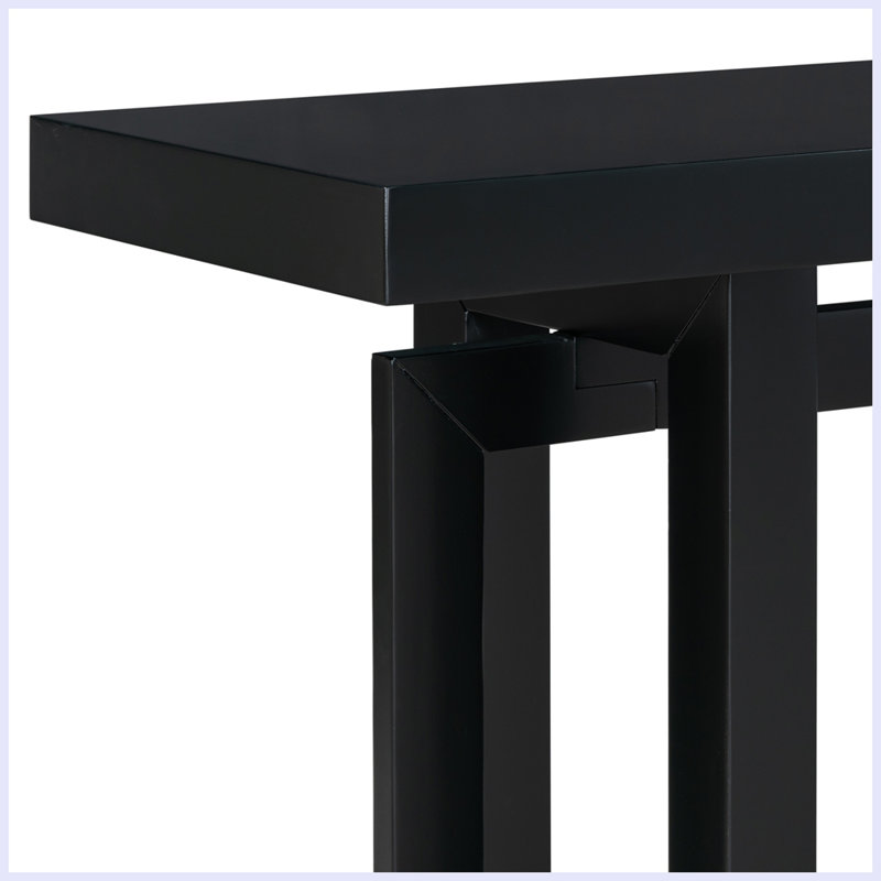 Console moderne avec plateau en bois, Noir, noir, noir, noir, Noir, noir, noir, noir
