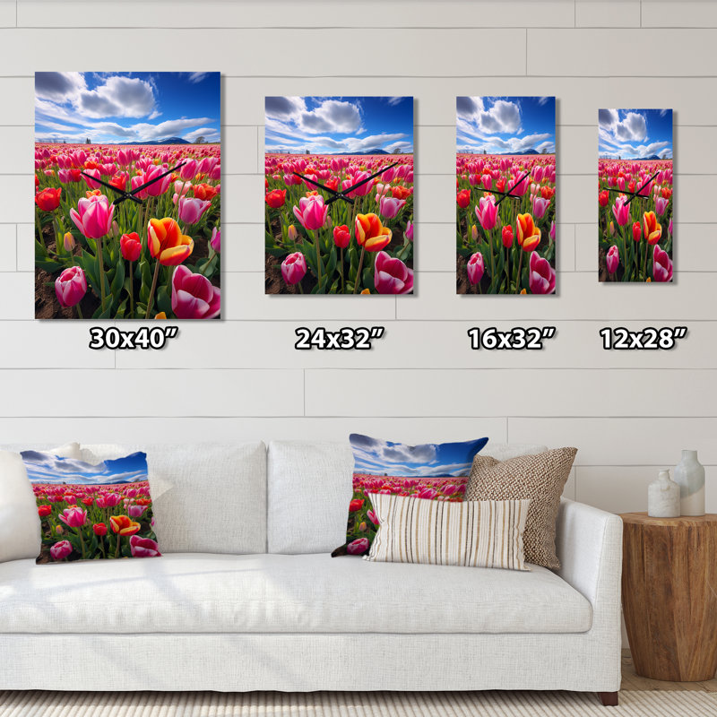 Allemagne, tulipe symphonique - horloge murale florale, H 40 po x l 30 po x P 1 po