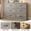 Commode 6 tiroirs avec station de charge pour chambre à coucher-97847903