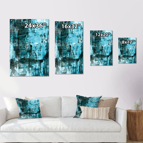 17 Stories Blue Abstract Art Painting Blue Abstract Art On Canvas Print ...