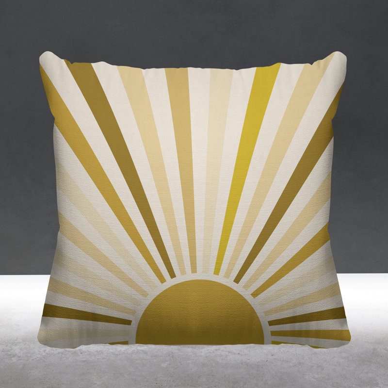 Coussin décoratif intérieur / extérieur Boho Sunburst, L 19 po x H 19 po, Jaune