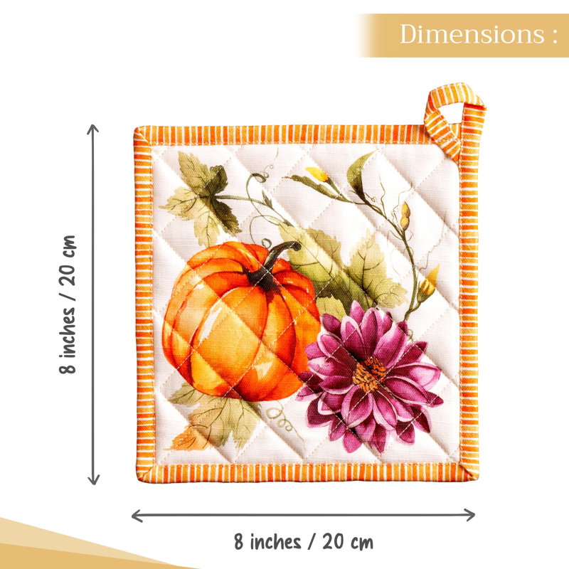 Maison d'Hermine Pumpkin Garden - Manique en coton 100 % couleur crème nuageuse - 20 x 20 cm