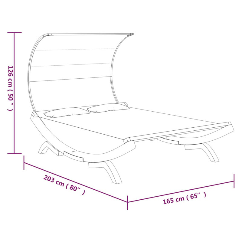 Chaise longue double 79,9 po, Noir