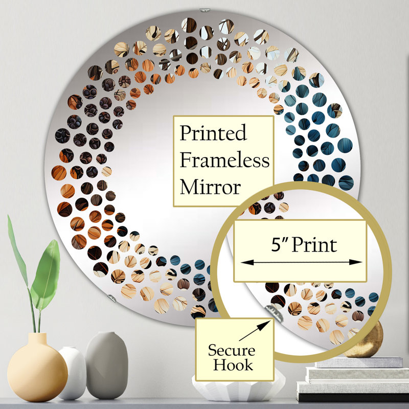 Polka Dot Wall Mirror-Round, 23.6" H x 23.6" W, Leaves Autumn Sunlight Harmony III 