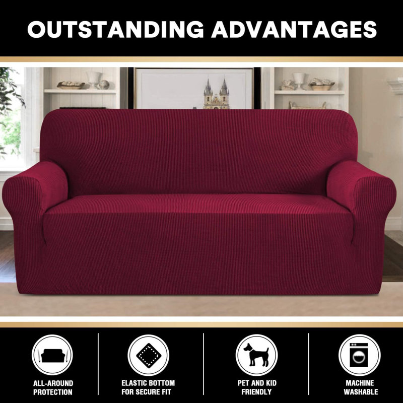 Sofa Slipcover, 2" H x 15" W x 12" D, Red Fabric