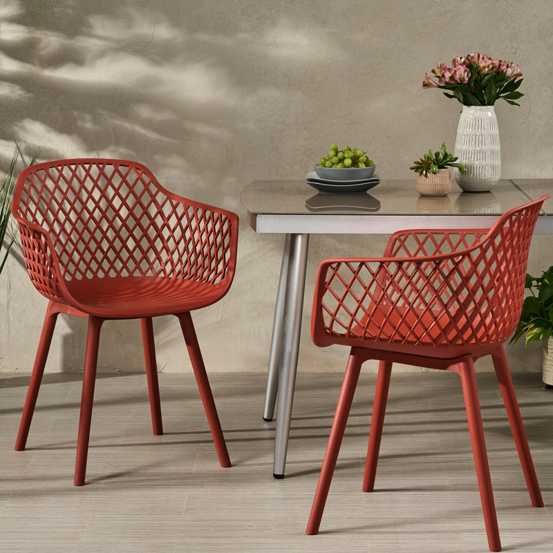 Chaise de coquelicot pour l'extérieur pour l'extérieur: fabrication stable en polypropylène rouge de 23,49 po X 20,54 po 32,15 po Sièges Modern Vibe: résistants aux intempéries