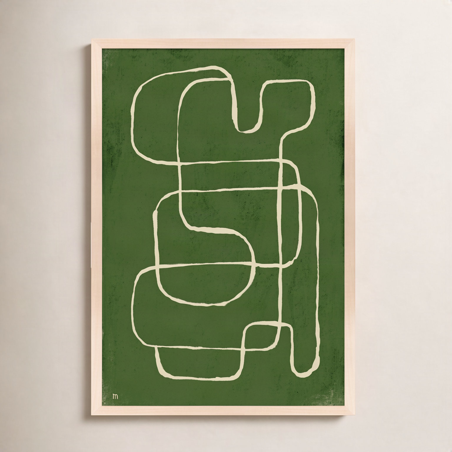 Line Works 1 by Studiom, 25" H x 17.5" W x 1.25" D, Maple Framed Paper