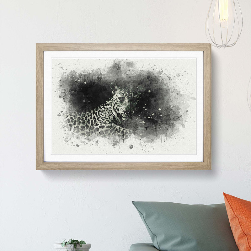 A Leopard in Abstract - Picture Frame Graphic Art Print, 27cm H x 36cm W x 2cm D, Oak Framed