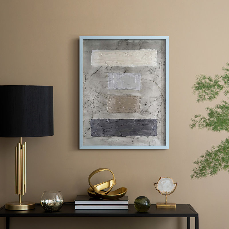 Monolithe métallique I, reproduction encadrée - bois massif, H 15 po x l 12 po, Bleu